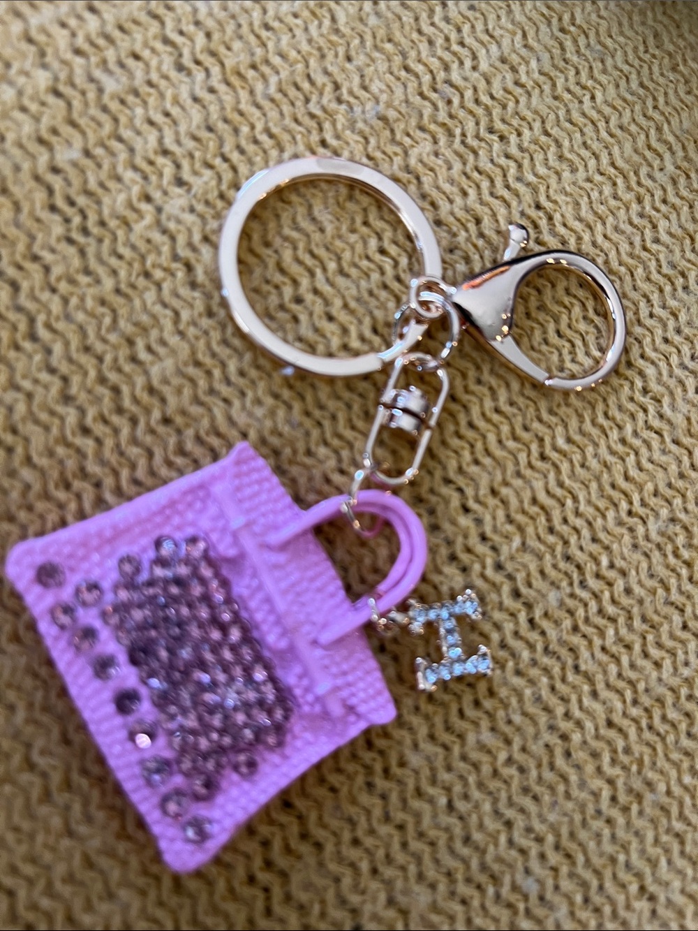 Pink Rhinestone Mini Purse Keychain with Gold Hardware bag/purse charm